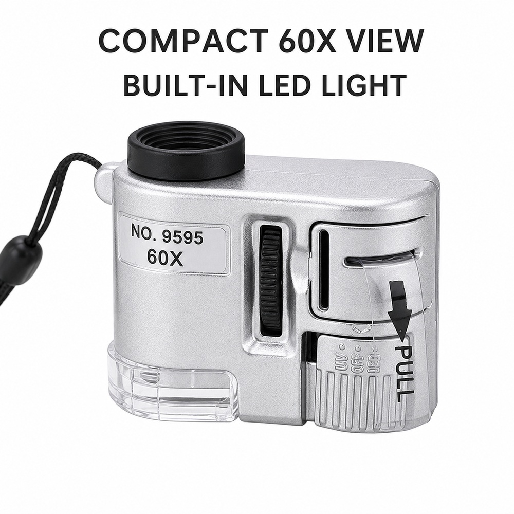 Power Tools Inspection - Mini Microscópio LED 60X Portátil Monocular