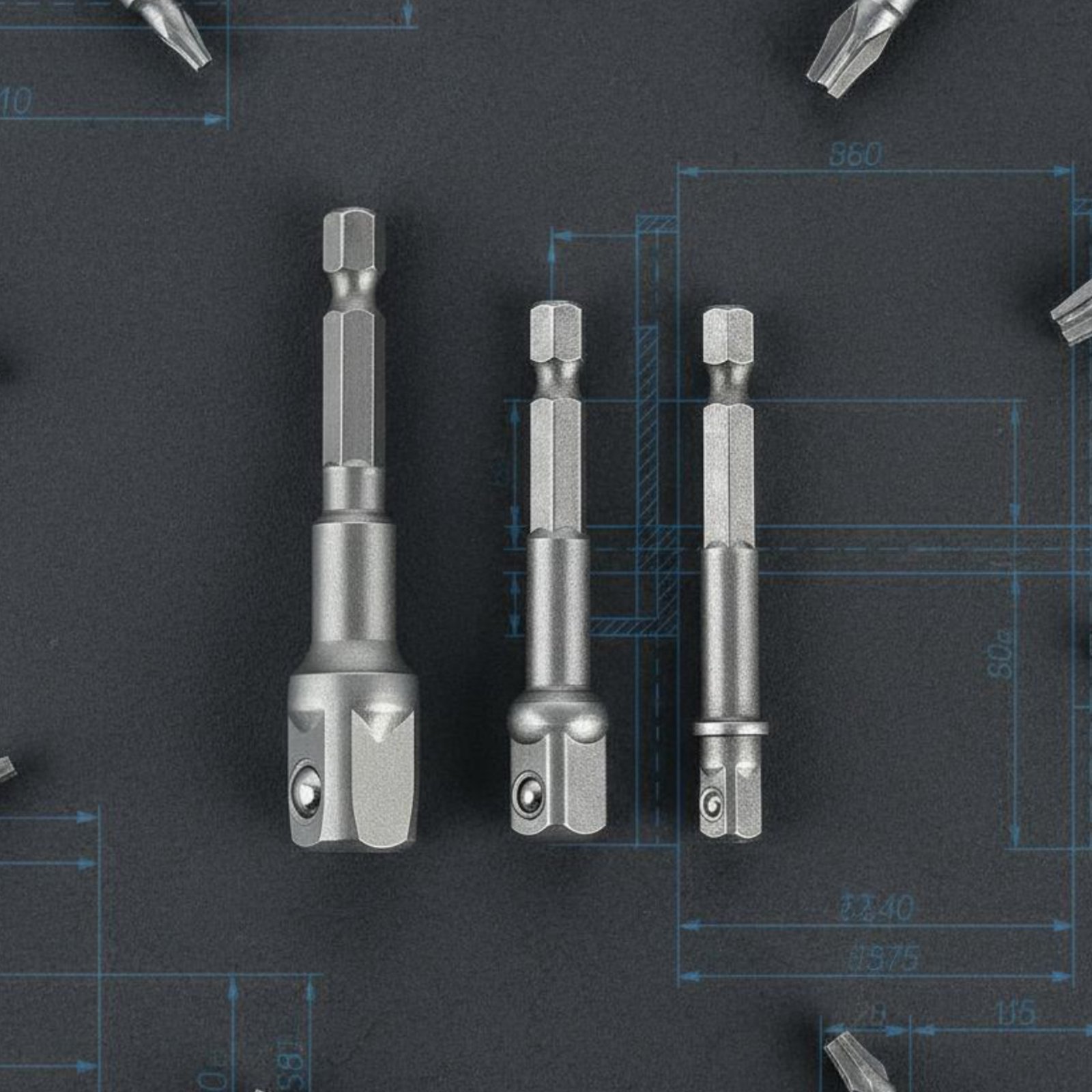 Conjunto de 4 Adaptadores de E - Power Tools Technician avaliação e preço