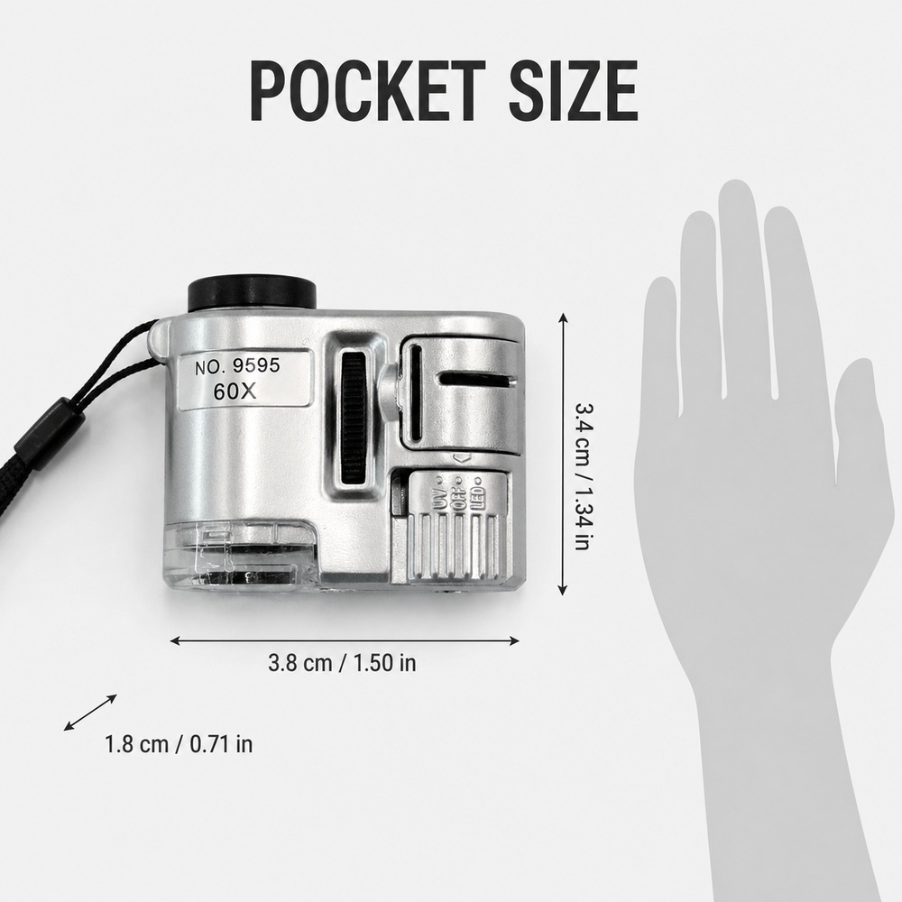 Mini Microscópio LED 60X Portá - Power Tools Inspection avaliação e preço